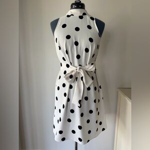 Ann Taylor White Strapless Polka Dot Dress with Black Dots
